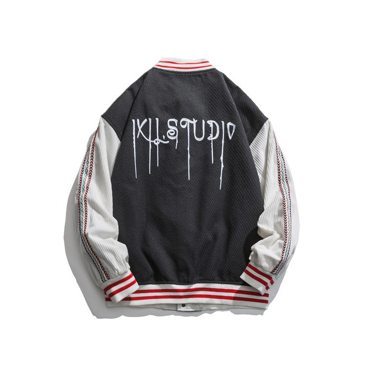 Baby Blue Varsity Jacket Autumn Leisure Coat Stitching Baseball Uniform for Men