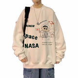 Men Sweatshirts Autumn and Winter Fleece Sweater Men's round Neck Baggy Coat