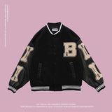 Skeleton Varsity Jacket Spring and Autumn Coat Women's Baseball Uniform Loose Stitching Jacket Top