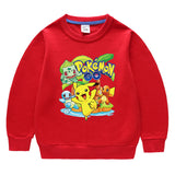 Children Pokemon Pikachu Hoodie Spring and Autumn round Neck Sweatshirt Cotton