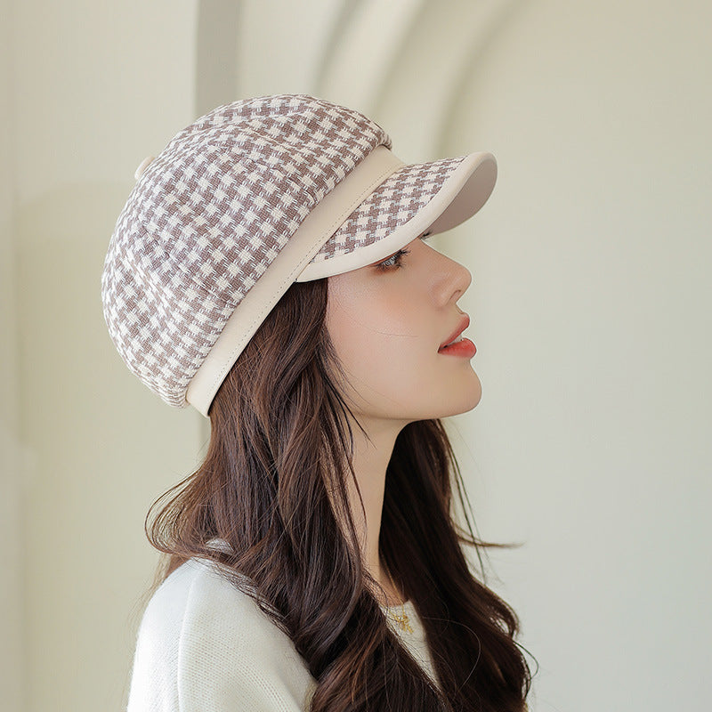 Check Beret Hat Fall/Winter Retro Beret All-Matching