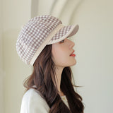 Check Beret Hat Fall/Winter Retro Beret All-Matching