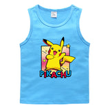 Children Pokemon Pikachu T Shirt Cotton Leisure Sports Sweat-Absorbent Vest