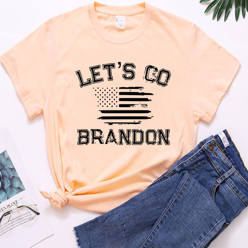 Let's Go Brandon T Shirt Letter Print Short-Sleeve T-shirt for Women