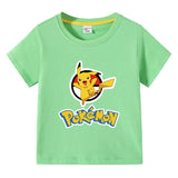 Children Pokemon Pikachu T Shirt Summer Short Sleeve T-shirt Cartoon Cotton Leisure Sports