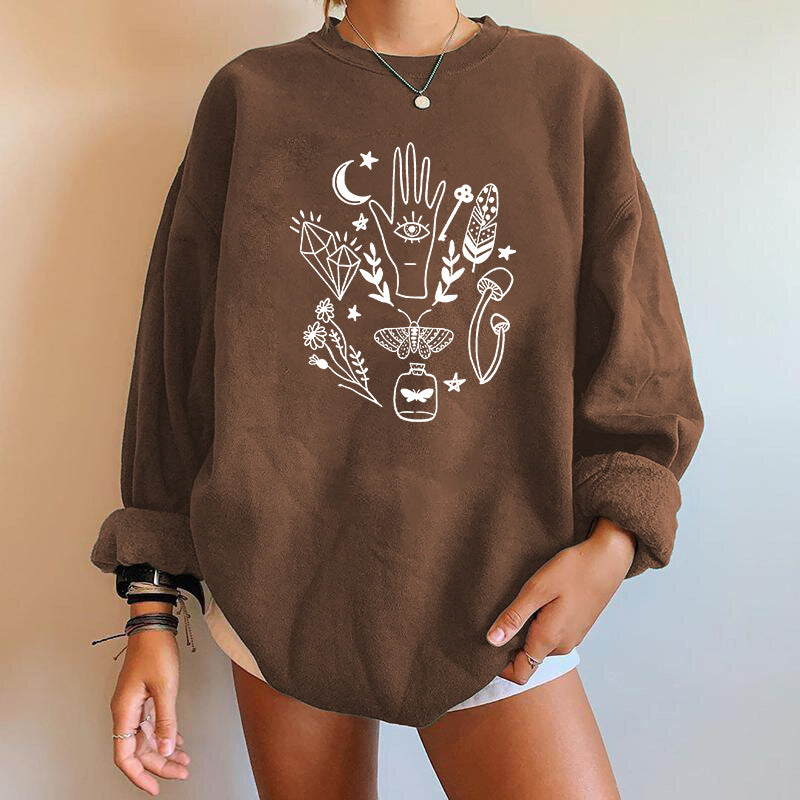 Preppy Aesthetic Sweatshirt Drop-Shoulder Sweater for Women Velvet Padded Loose Women