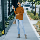 Women's Fall Outfits Sweater Women's Autumn Winter Sexy Long Sleeve Solid Color Top