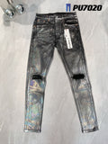 Purple Brand Jeans Black Trousers Silver Coated Jeans #7020