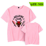 Hellfire Club Shirt Stranger Things Summer Print Pattern Casual round Neck Short Sleeves
