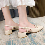 Women Open Toe Sandals Flats Summer Chunky Heel Pearl Fashion Sandals with Buckle