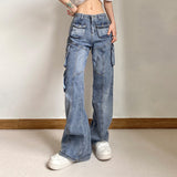 Julia Fox Low Rise Trousers Casual Style Pocket Denim Pants Fashion Straight