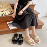 Women Open Toe Sandals Flats Summer Plus Size Slippers Fashion Pleated Sandals