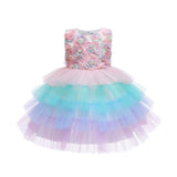 Toddler Girls Sequin Gown Dress Children's Baby Full-Year Dress Wedding Dress Girl Princess Dress