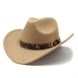 Cowboy Hats Belt Cowboy Hat Autumn and Winter Woolen Hat for Men and Women Fedora Hat