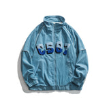 Black Varsity Jacket Autumn Loose Mid-Length Top Zipper Dimensional Patch Pocket Teen Jacket Men