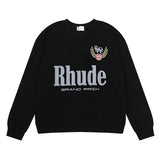 Rhude Hoodie Rhude Grand Prix Ear of Rice Printed Men and Women Casual round Neck Sweater