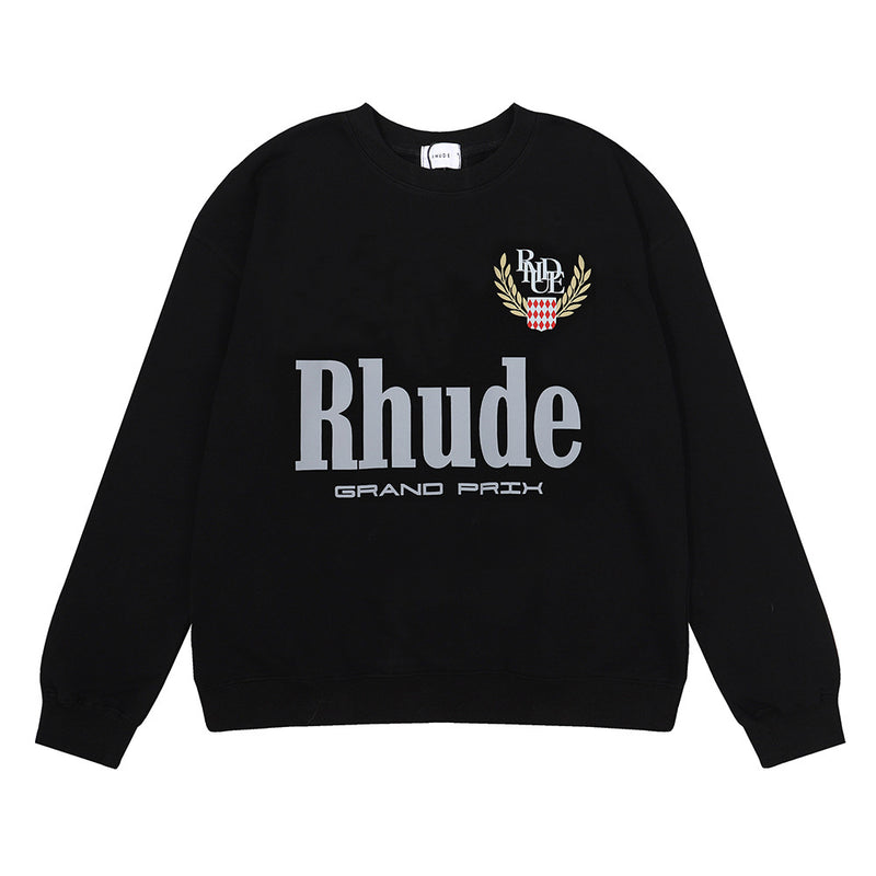 Rhude Hoodie Maychao Rhude Grand Prix Ear of Rice Printed Casual round Neck Sweater