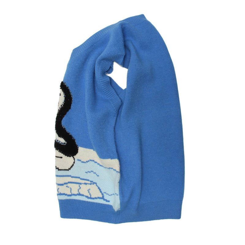 Men Sweater Vest Cartoon Penguin Jacquard Sweater Vest Coat Men's Loose V-neck Sleeveless Sweater Vest