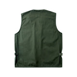 Men Sweater Vest Multi-Pocket Military Frock Vest Men's Tactical Coat Vest Tooling Style Sleeveless Jacket