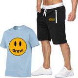 Smiley Face T Shirt Drew Biber Smiley Print Men's Short-Sleeved T-shirt Suit