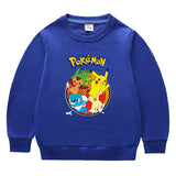 Children Pokemon Pikachu Hoodie Crew Neck Sweater Cotton