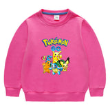 Children Pokemon Pikachu Hoodie Spring and Autumn Solid Color Hoodie Cotton