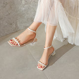 Nude Strappy Block Heels