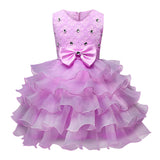 Toddler Girls Sequin Gown Dress Children Shirt Lace Girl Dress Inserted Beads Bow Princess Dress