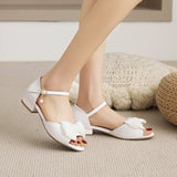 Flat Dress Sandals Summer Low Heel Bow Buckle Sandals