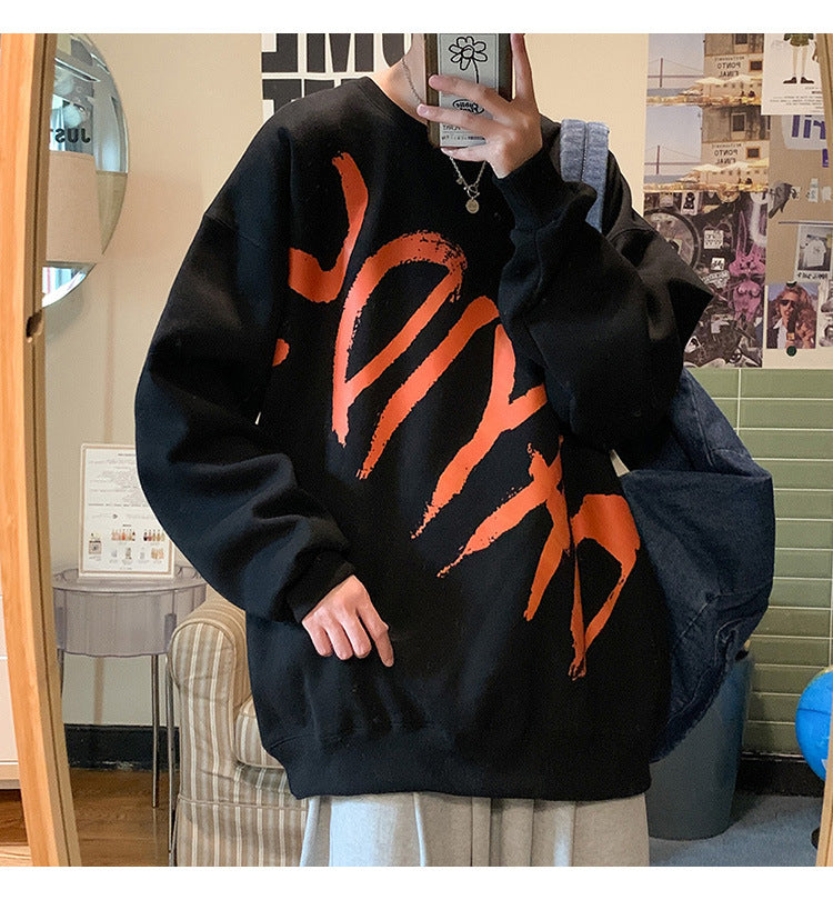 Men Sweatshirts Sweater Men's Autumn Loose round Neck Long Sleeve