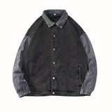Men Denim Jacket Patchwork Denim Jacket Men's Spring and Autumn Retro Casual Loose