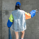 Comic Denim Jacket Beaded Denim Jacket for Women Spring and Autumn