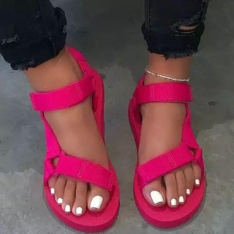 Women Open Toe Sandals Flats Fashion Solid Color Open Toe Buckle Sandals for Women