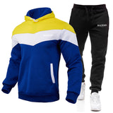 Balmain Hoodie & Sweatpant 2 Piece Set Men's Casual Patchwork Sweatshirt Hoodie Trousers Sports Suit Autumn and Winter