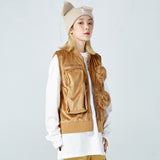 Men Sweater Vest Solid Color Multi-Pocket Workwear Waistcoat Men's Retro Loose Underwaist Tank Game Waistcoat