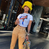 Music Festivals Rave Outfits Girls Tops Summer Women's Clothing Fashion Print round Neck Short Sleeve