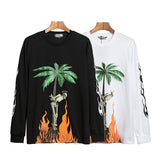 Palm Angels Hoodie Flame Skull Letter Long Sleeve T-shirt Men 'S Loose