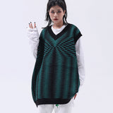 Men Sweater Vest BF Sweater Vest Men's Loose V-neck Sleeveless Sweater Waistcoat Jacket