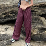 Julia Fox Low Rise Trousers Waist Elastic Casual Woven Pants