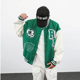 Skeleton Varsity Jacket Embroidery Stitching Baseball Uniform Men Spring and Autumn Jacket