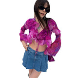 Music Festivals Rave Outfits Girls Tops Summer Women's Fashion Slim Print T-shirt for Women