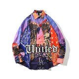 Mens Fall Outfits Vintage Paisley Bandit Top Long Sleeve Shirt Men Loose Casual Jacket