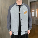 Varsity Jacket Vintage Baseball Jacket Men's Autumn and Winter Letters Printed All-Matching Texture Towel Embroidery Jacket