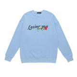 Mens Fall Outfits Vintage Floral Print Long Sleeves T-shirt Men's Loose High Street Hiphop Top