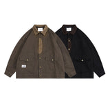 Varsity Jacket Vintage Autumn Coat Campus Three-Dimensional Pocket Retro Loose-Fitting Workwear Jacket Men