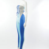 Spring Sexy Contrast Color Lace-up Backless Slim Fit One-Piece Trousers
