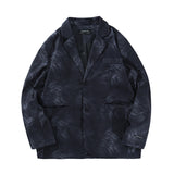 Men's Casual Suit Man Blzer Dark Tie-Dye Printed Blazer Men's Loose Lapels Jacket Casual Small Suit