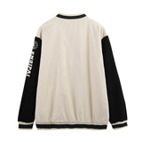 Cream Color Varsity Jacket Men Casual Loose Jacket