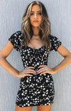 Milkmaid Dress Summer Little Daisy Flower Printed Round Neck Puff Sleeve One-Step Dresses
