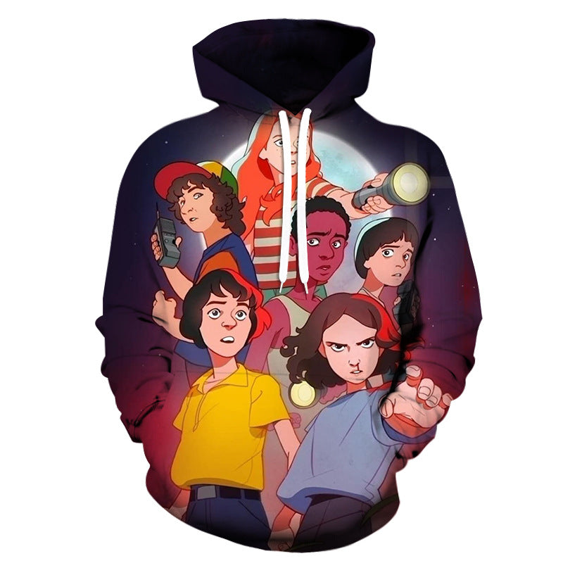 Stranger Things Hoodie 3D Digital Printing Hooded Pullover Anime Baseball Uniform Sweater